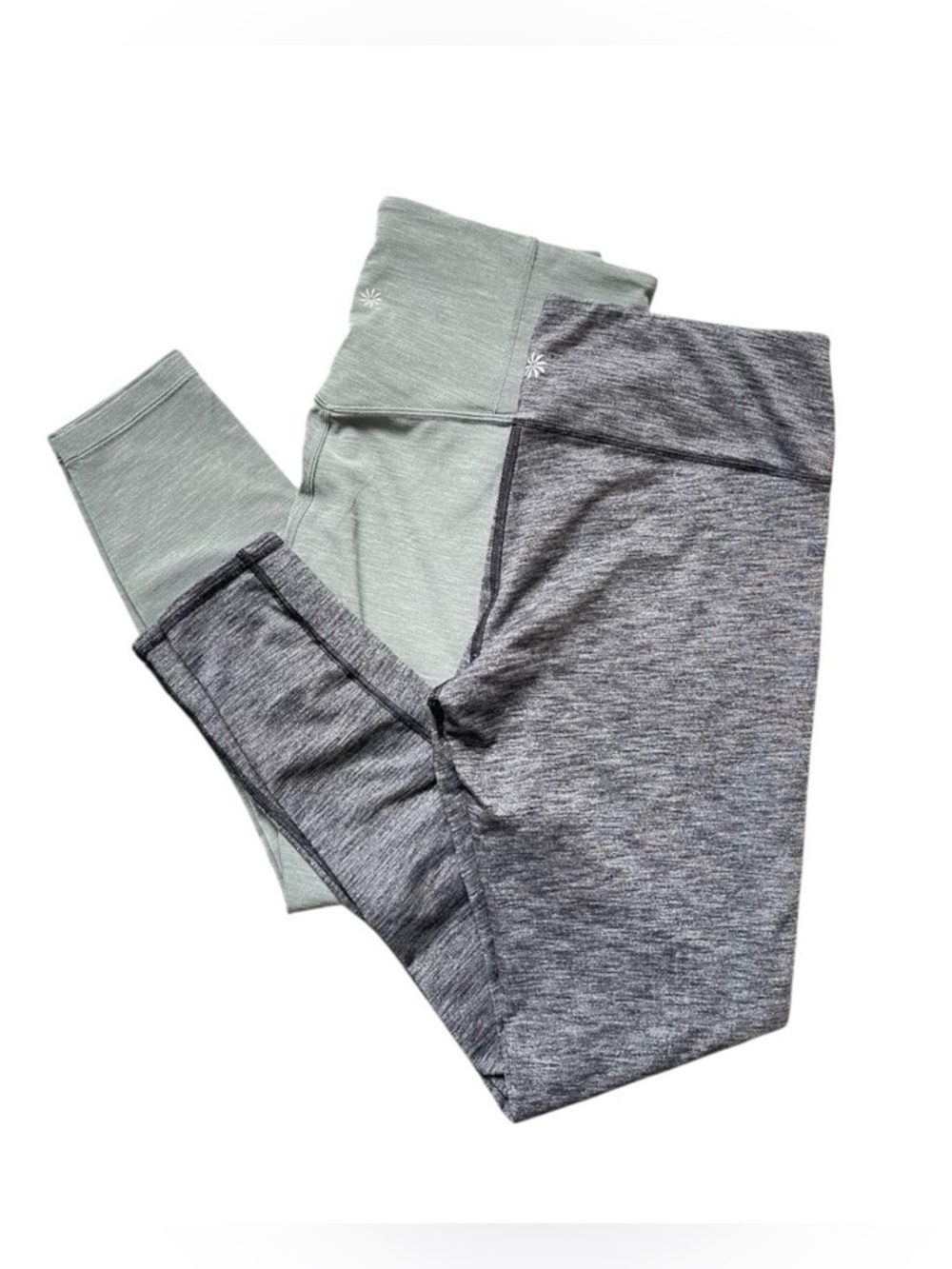 Athleta Heather Gray And Light Green Leggings